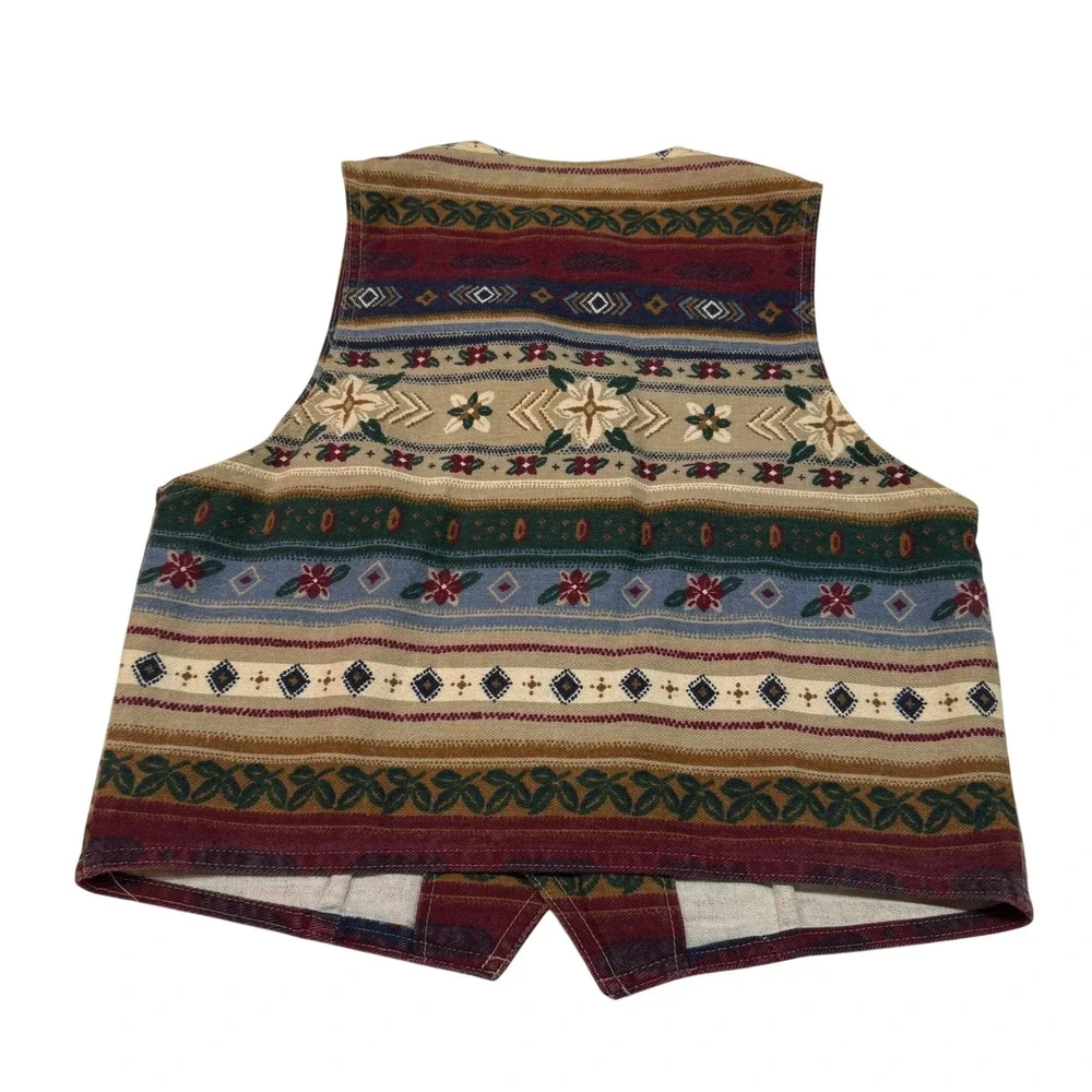Vintage 90s Southwestern Aztec Vest USA Made Cotton Boho Western Y2K Cottagecore - Picture 4 of 6